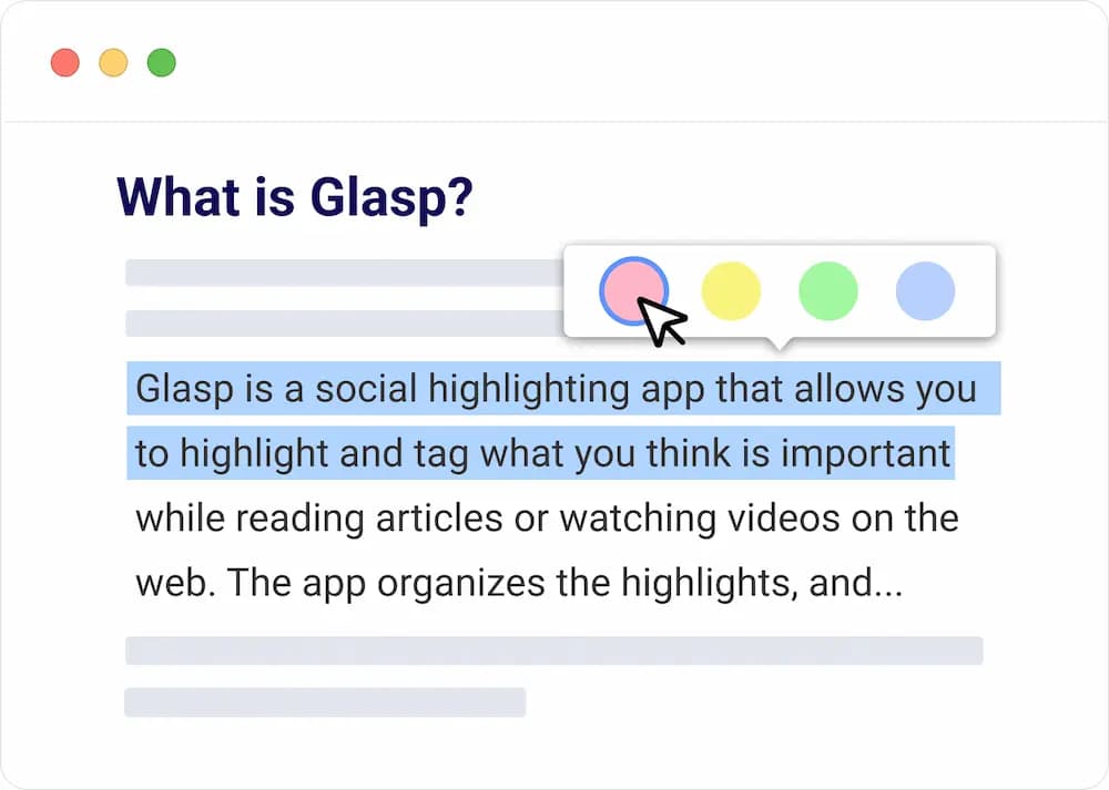 Highlighting text on a webpage with Glasp