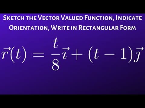 How to Sketch a Vector Valued Function and Find Orientation and Rectangular Form thumbnail