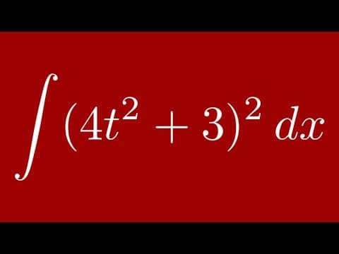 Integral of (4t^2 + 3)^2 with respect to t thumbnail