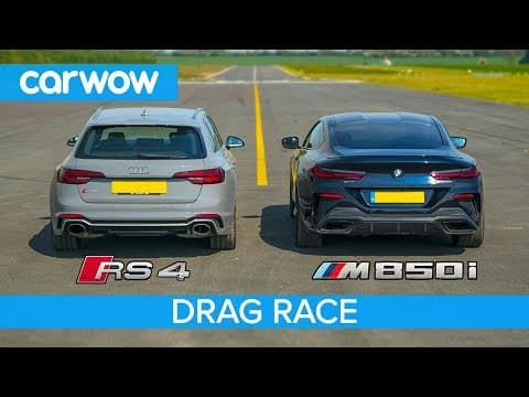 BMW M850i v Audi RS4 - DRAG RACE, ROLLING RACE & BRAKE TEST thumbnail
