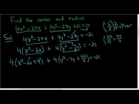 Finding the Center and Radius of the Circle 4x^2 - 24x + 4y^2 - 21y + 21 = 0 thumbnail