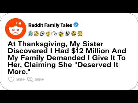 At Thanksgiving, My Sister Discovered I Had $12 Million And My Family Demanded....- Reddit Stories thumbnail