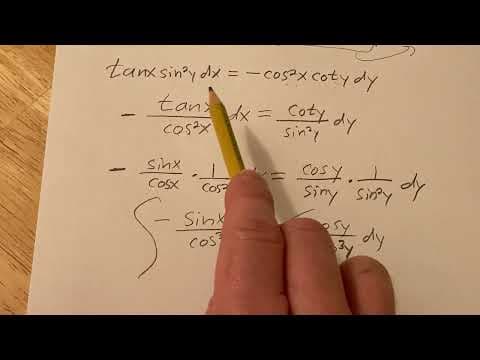 Solution to the Differential Equation tan(x)sin^2(y)dx + cos^2(x)cot(y)dy = 0 thumbnail