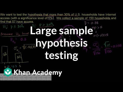 Large sample proportion hypothesis testing | Probability and Statistics | Khan Academy thumbnail