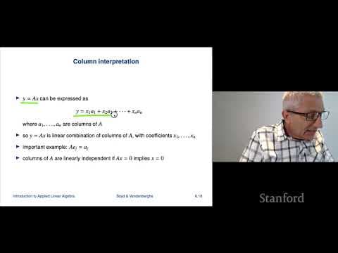 Stanford ENGR108: Introduction to Applied Linear Algebra | 2020 | Lecture 18-VMLS matrix vector mult thumbnail