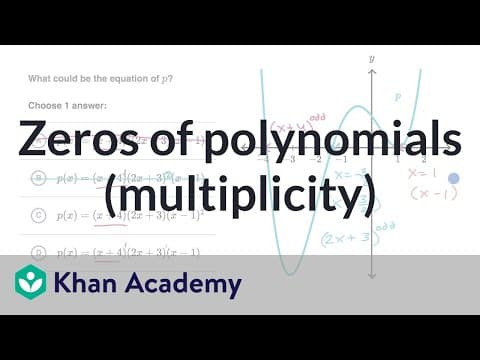 Zeros of polynomials (multiplicity) | Polynomial graphs | Algebra 2 | Khan Academy thumbnail
