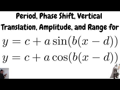 Vertical Translation, Amplitude, Period, Phase Shift, and Range of Cosine and Sine Functions thumbnail