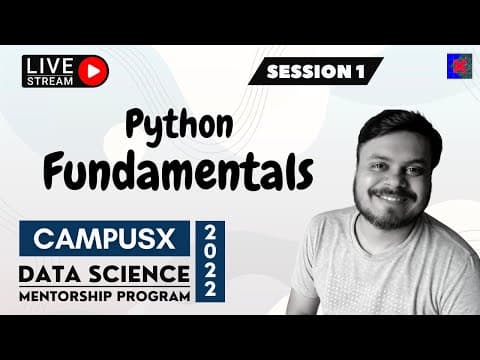 Session 1 - Python Fundamentals | CampusX Data Science Mentorship Program | 7th Nov 2022 thumbnail