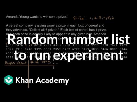 Random number list to run experiment | Probability | AP Statistics | Khan Academy thumbnail