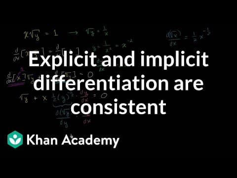 Showing explicit and implicit differentiation give same result | AP Calculus AB | Khan Academy thumbnail