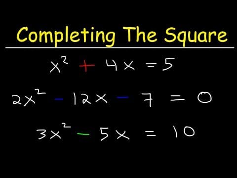 Solving Quadratic Equations By Completing The Square thumbnail