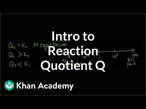 Introduction to reaction quotient Qc | Chemical equilibrium | Chemistry | Khan Academy thumbnail