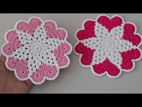 💖Crochet a Beautiful Heart Coaster for Romantic Valentine Decor thumbnail