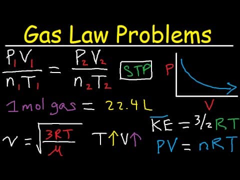 Gas Law Problems Combined & Ideal - Density, Molar Mass, Mole Fraction, Partial Pressure, Effusion thumbnail