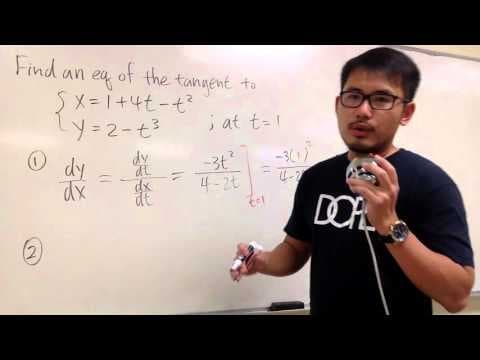 Sect 10.2#3  equation of the tangent line to a parametric curve thumbnail