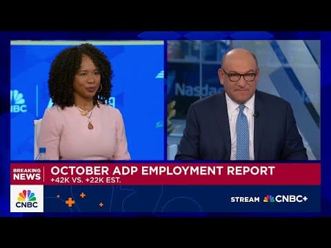 Private payrolls rose 42,000 in October, more than expected and countering labor market fears: ADP thumbnail
