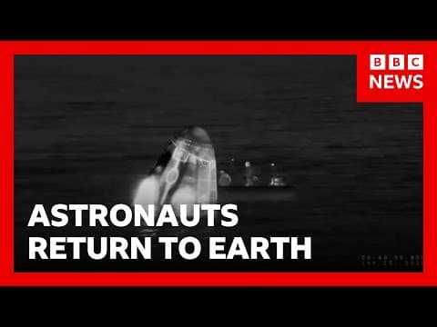 Astronauts return to Earth after first ever medical evacuation from space station | BBC News thumbnail
