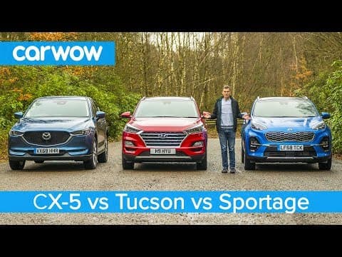 Mazda CX-5 v Hyundai Tucson v Kia Sportage - which is the best affordable SUV? thumbnail