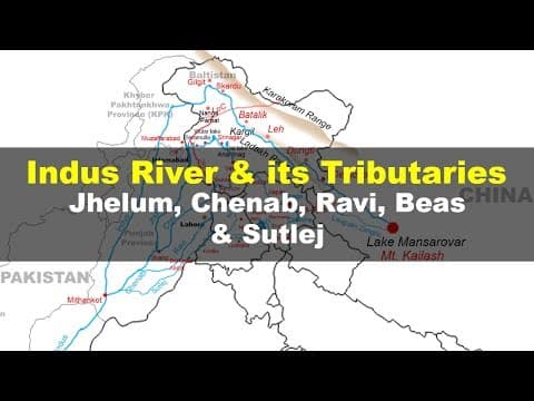 Indus river and its tributaries - Geography UPSC, IAS, NDA, CDS, SSC CGL thumbnail