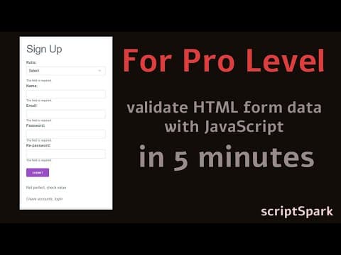 validate HTML form data client-side with JavaScript in 5 minutes thumbnail
