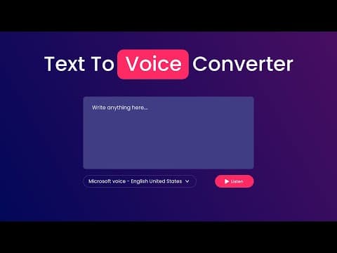 How To Make Text To Voice Converter Using JavaScript | Text To Speech Generator thumbnail