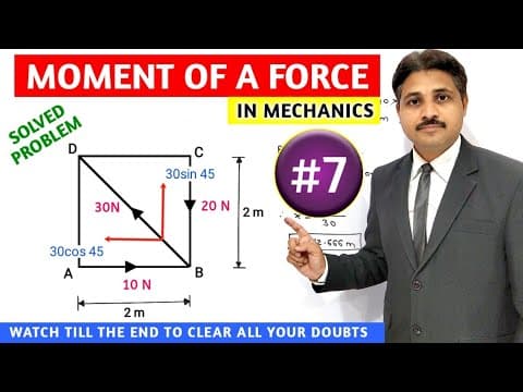 MOMENT OF A FORCE ABOUT A POINT IN ENGINEERING MECHANICS SOLVED PROBLEM 7 thumbnail