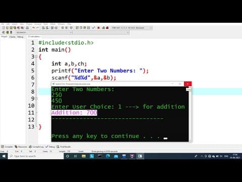 c program to make calculator without using "switch case" | Learn Coding thumbnail