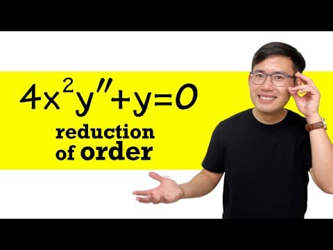 solving 4x^2y''+y=0 by using reduction of order (characteristic equation with repeated roots) thumbnail