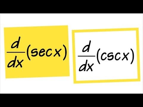 derivative of sec(x) and csc(x), quotient rule, power + chain rule thumbnail