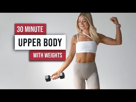 30 MIN TONED UPPER BODY Workout With Weights, No Repeat, Home Workout with dumbbells thumbnail