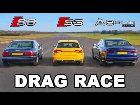 Audi S8 v Audi S3 v Audi A8: DRAG RACE thumbnail