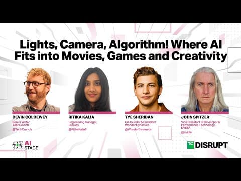 Lights, Camera, Algorithm! Where AI Fits into Movies, Games and Creativity | TechCrunch Disrupt 2023 thumbnail