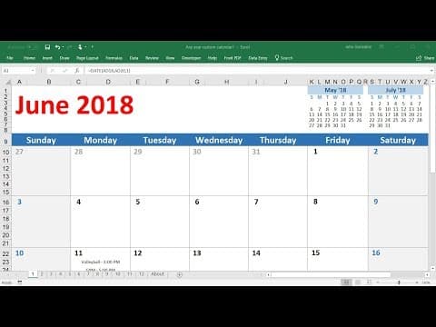 How To Create a Calendar In Excel 2016 - VERY EASY! thumbnail