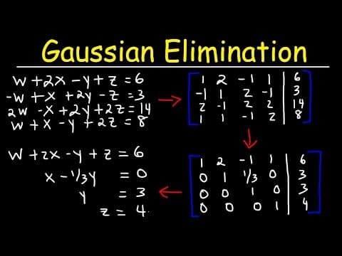 Gaussian Elimination With 4 Variables Using Elementary Row Operations With Matrices thumbnail