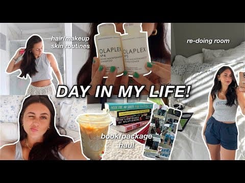 VLOG: day in my life! (hair/skin/makeup routine, book haul, re-doing my room, current reads + more!) thumbnail
