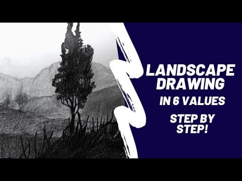 Easy Landscape Drawing---Using Value and Shapes thumbnail