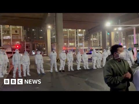 Covid lockdown protest break out in China city after deadly fire - BBC News thumbnail