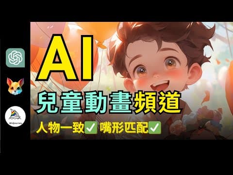 【零基礎入門】全流程AI做兒童動畫頻道，月賺1w美元｜解決人物一致+嘴形問題｜Creating animation channel with AI thumbnail