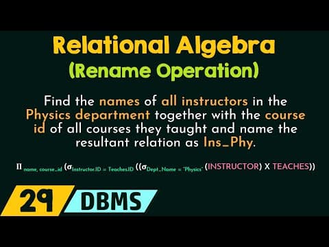 Relational Algebra (Rename Operation) thumbnail