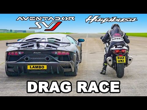 Lamborghini SVJ v Suzuki Hayabusa: DRAG RACE thumbnail
