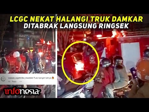 PUAS LIATNYA...! Aksi Truk Damkar Sengaja Tabrak Kendaraan Yang Menghalanginya thumbnail