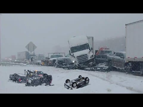 Chaos in Pennsylvania Today! Extreme Snow Blizzard Causing Collision in I-90 Ohio thumbnail
