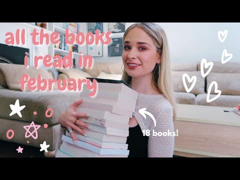 i read 18 books in february and here's what i thought ✨ monthly reading wrap up thumbnail