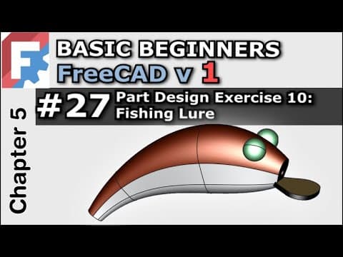 FreeCAD 1.0 | Part Design Fishing Lure - Basic Beginners Lesson 27  Exercise 10 | Additive Pipe thumbnail