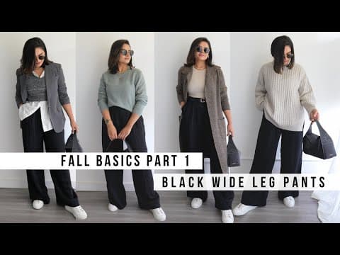 WIDE LEG PANTS - 7 Outfit Ideas - Fall Basics - Part 1 - Capsule Wardrobe thumbnail