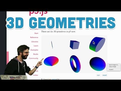 18.2: 3D Geometries - WebGL and p5.js Tutorial thumbnail