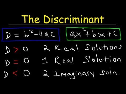 How To Determine The Discriminant of a Quadratic Equation thumbnail
