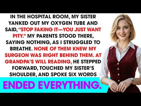 My sister yanked out my oxygen tube for “faking illness”— but at the will reading, the doctor spoke… thumbnail