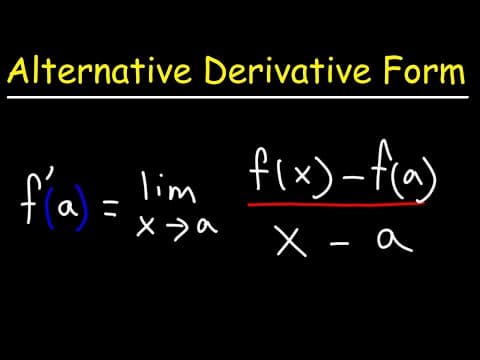 Alternate Form of The Limit Definition of the Derivative - Calculus thumbnail