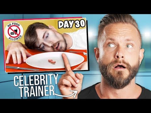 Celebrity Trainer Reacts to MrBeast's NO FOOD For 30 Days Challenge! thumbnail